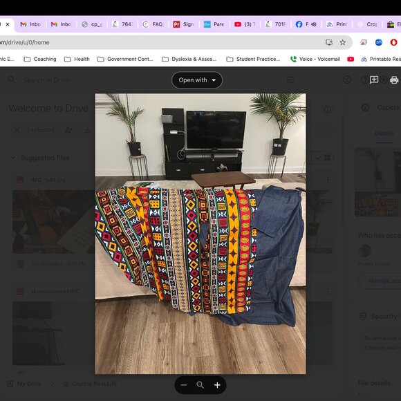 African Print Capelet and Denim Belted Dress One Size (4-24) - Picture 3 of 4